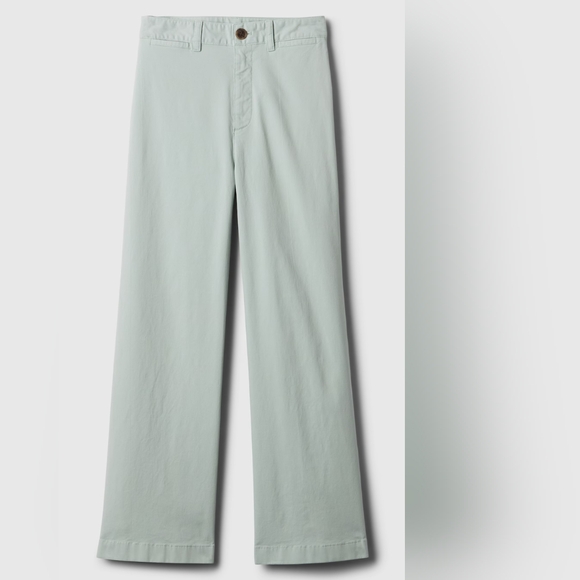 GAP High Stride Wide-Leg Ankle Khakis in Frothy Aqua Blue - Picture 13 of 14